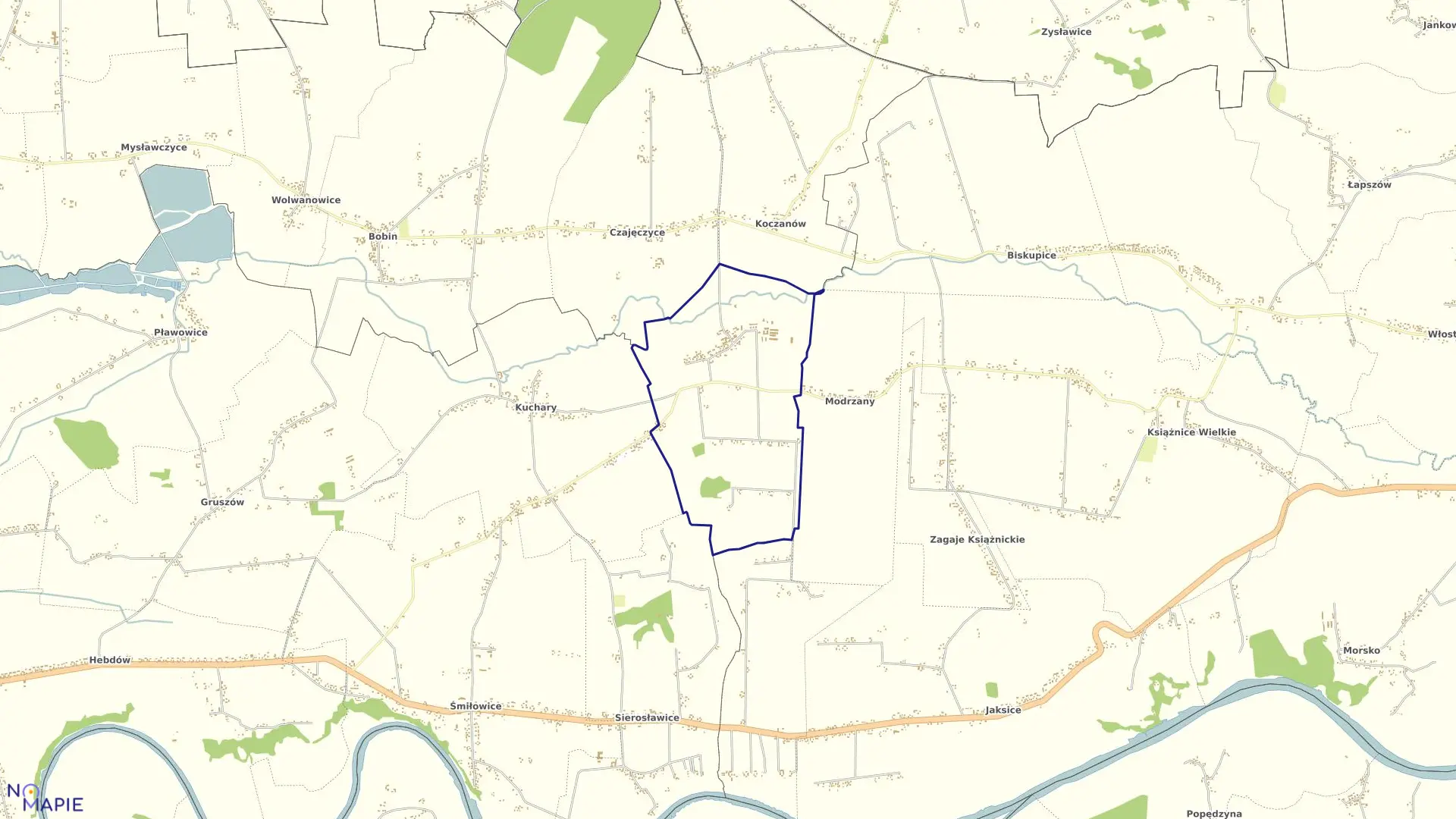Mapa obrębu Majkowice w gminie Nowe Brzesko