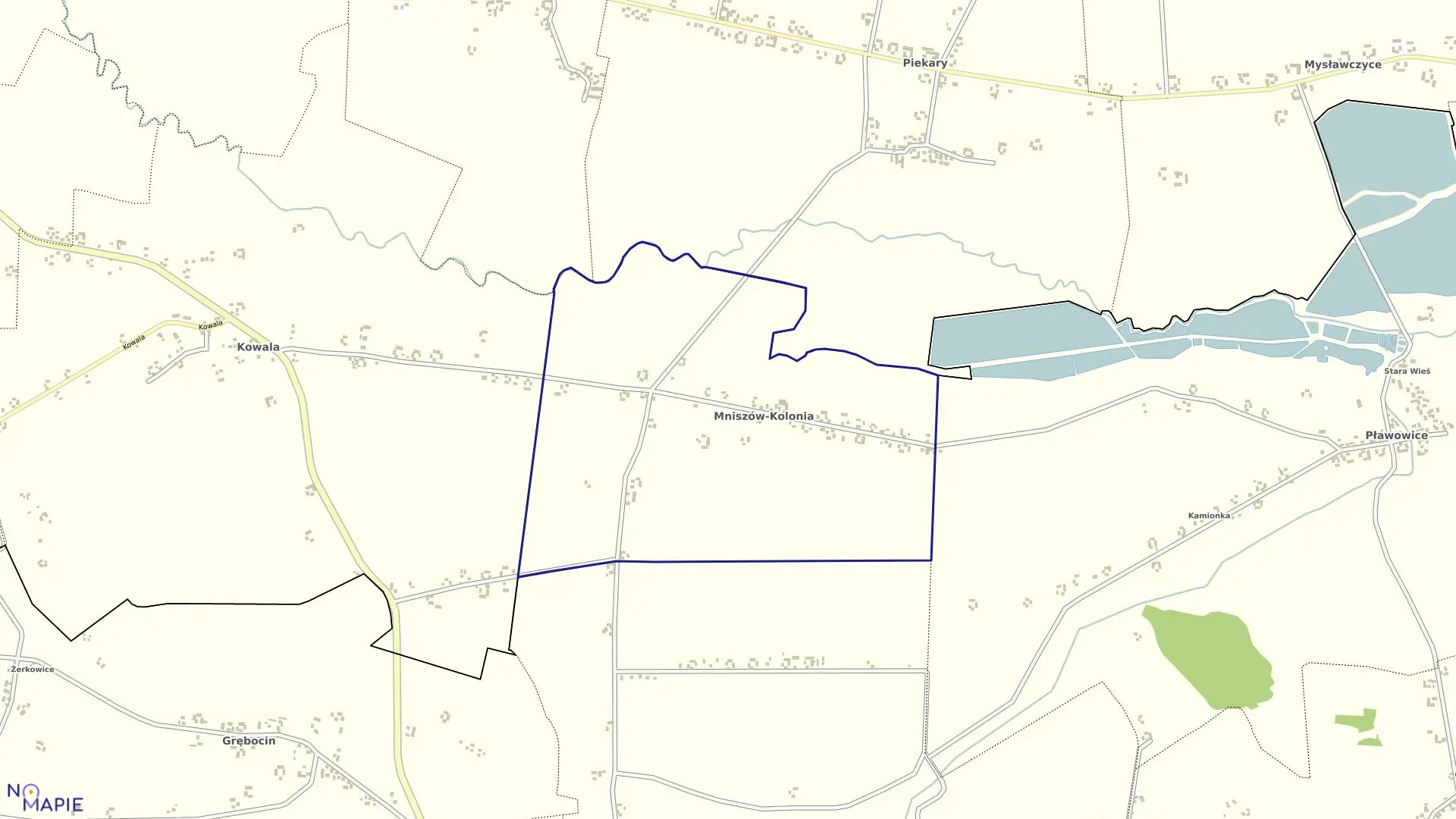 Mapa obrębu Mniszów-Kolonia w gminie Nowe Brzesko